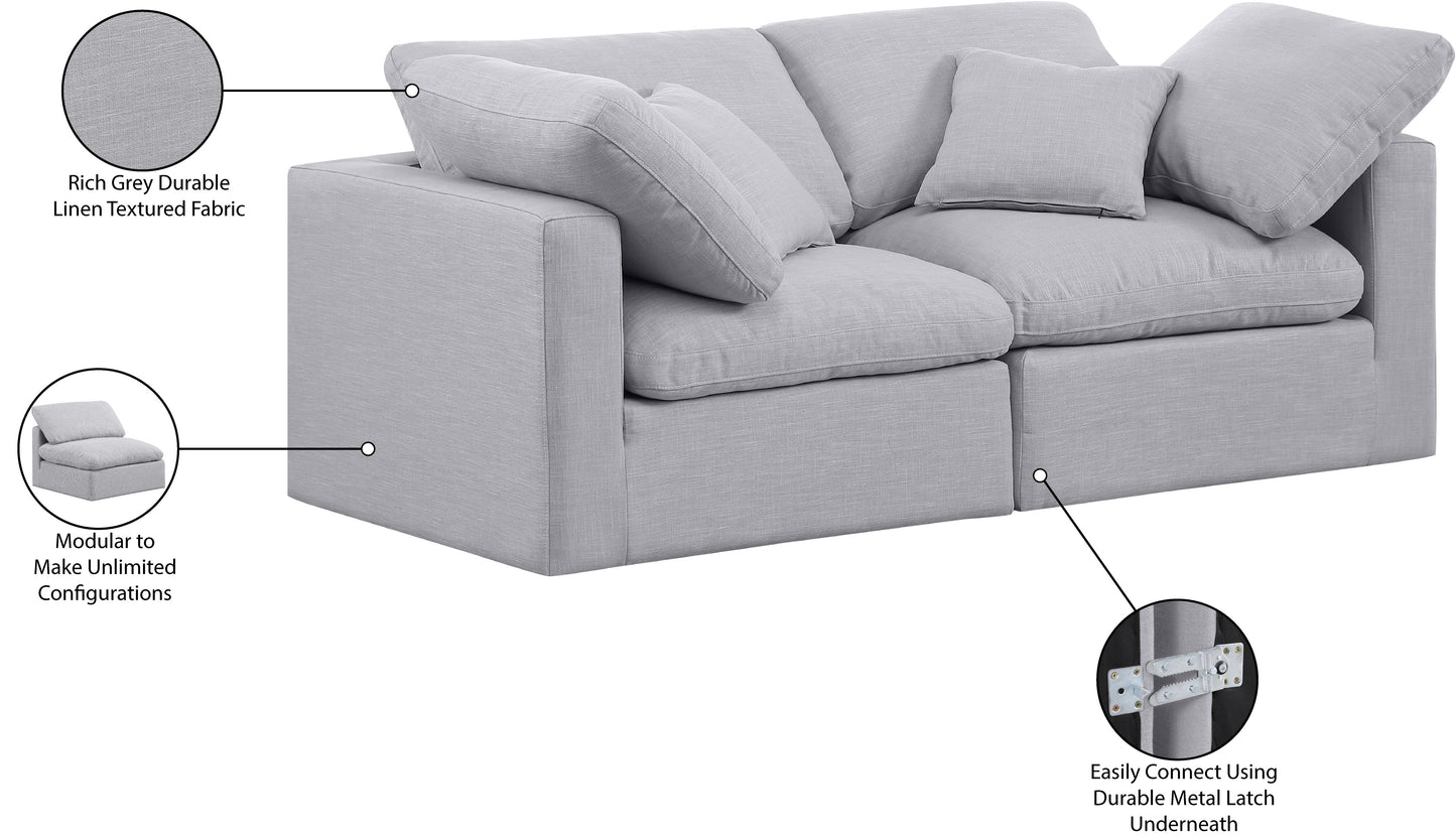 luxus grey linen textured fabric modular sofa s70