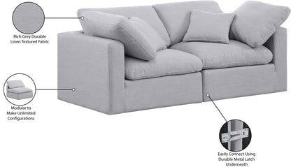 Luxus Grey Linen Textured Fabric Modular Sofa S70