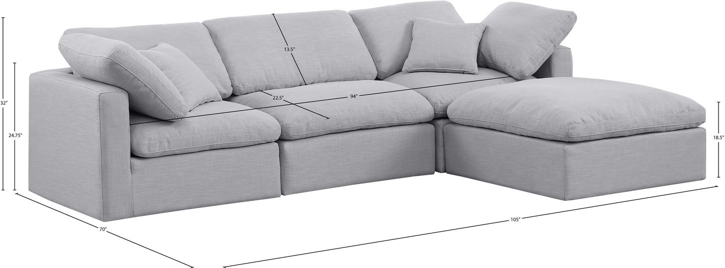 luxus grey linen textured fabric modular sectional sec4a