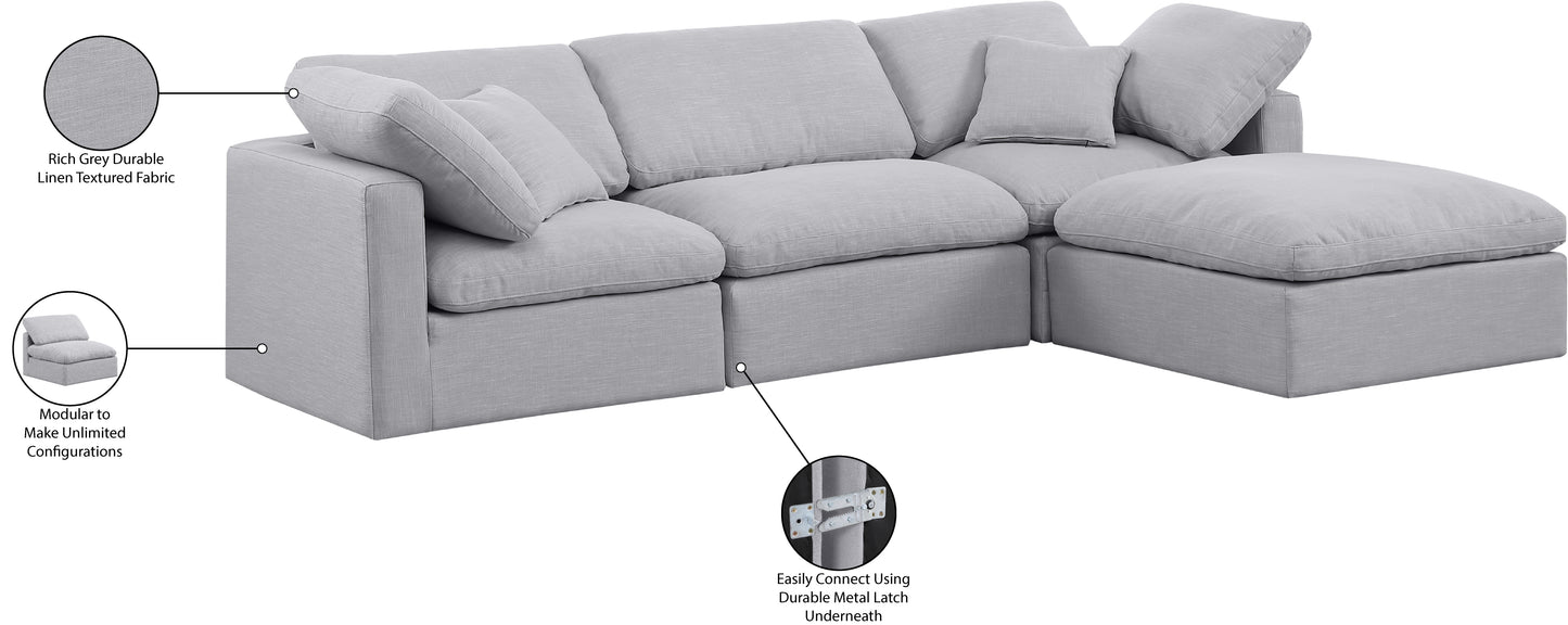 luxus grey linen textured fabric modular sectional sec4a