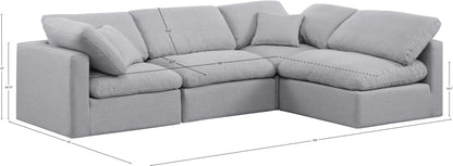 Luxus Grey Linen Textured Fabric Modular Sectional Sec4B