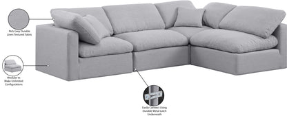 Luxus Grey Linen Textured Fabric Modular Sectional Sec4B