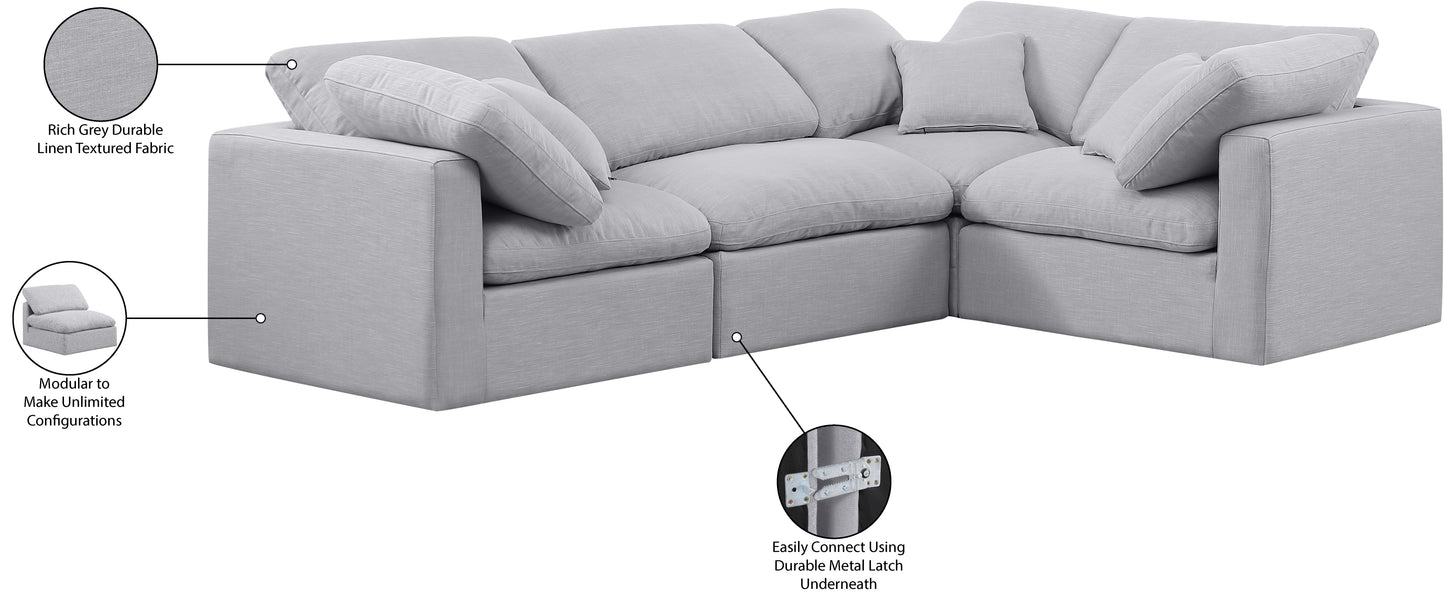 luxus grey linen textured fabric modular sectional sec4c