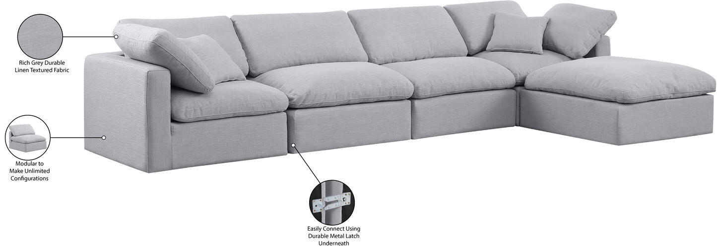 luxus grey linen textured fabric modular sectional sec5a