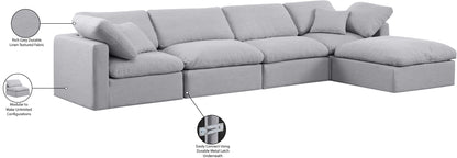 Luxus Grey Linen Textured Fabric Modular Sectional Sec5A