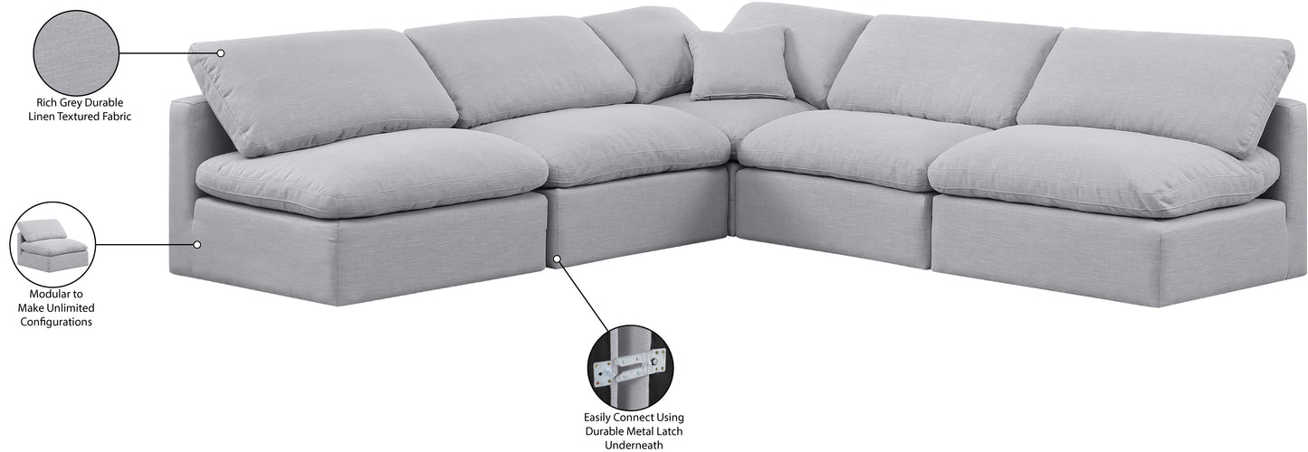 luxus grey linen textured fabric modular sectional sec5b