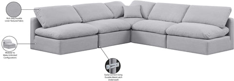 Luxus Grey Linen Textured Fabric Modular Sectional Sec5B