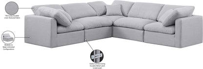 Luxus Grey Linen Textured Fabric Modular Sectional Sec5C