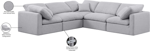 Luxus Grey Linen Textured Fabric Modular Sectional Sec5C