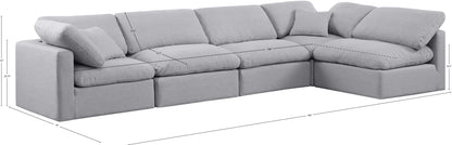 Luxus Grey Linen Textured Fabric Modular Sectional Sec5D