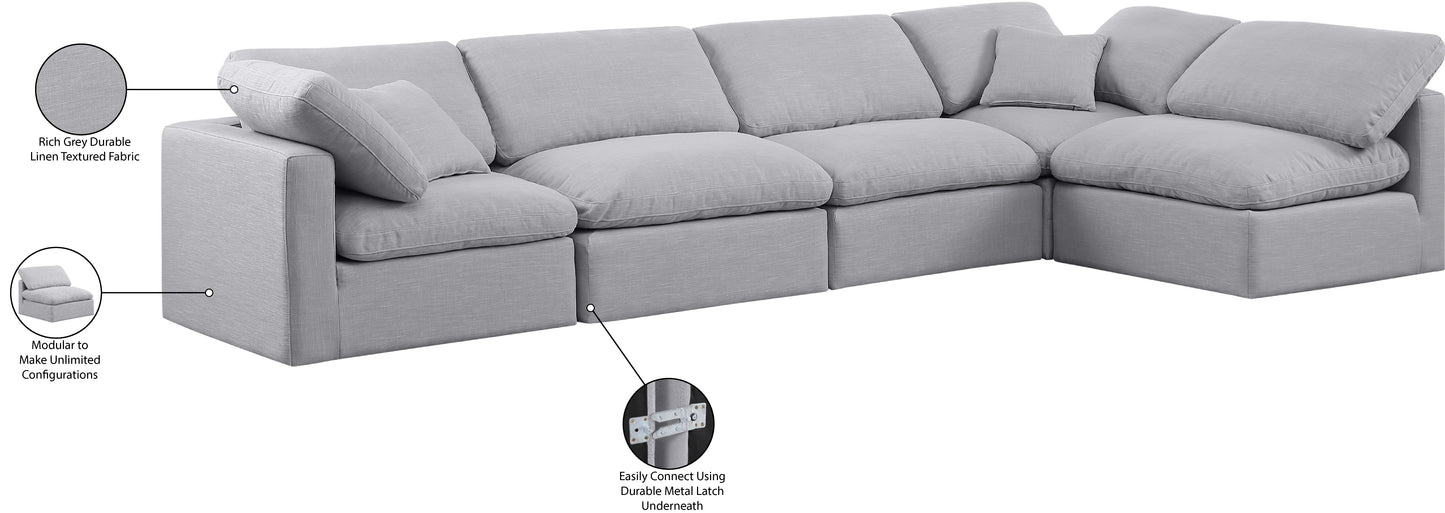 luxus grey linen textured fabric modular sectional sec5d