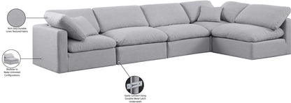 Luxus Grey Linen Textured Fabric Modular Sectional Sec5D