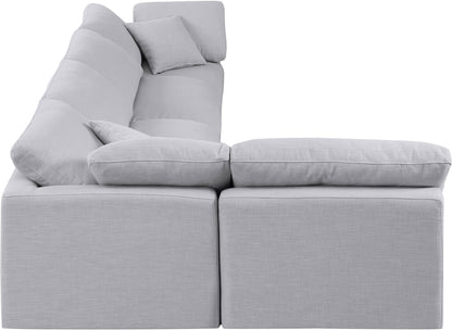 Luxus Grey Linen Textured Fabric Modular Sectional Sec5D