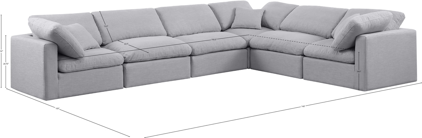 luxus grey linen textured fabric modular sectional sec6a