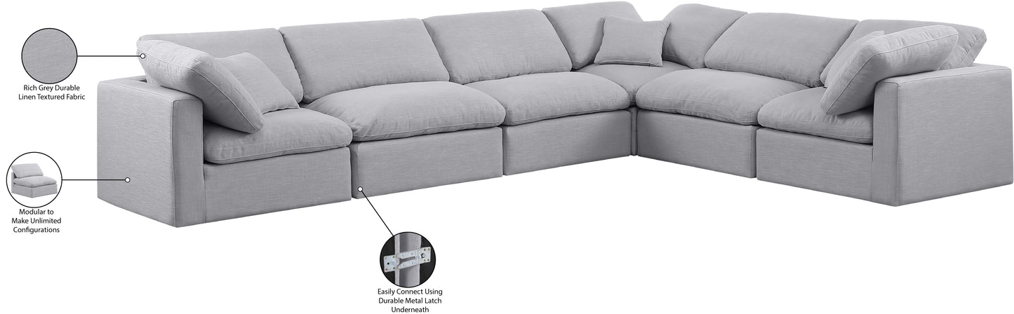 luxus grey linen textured fabric modular sectional sec6a