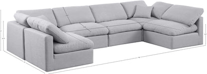 Luxus Grey Linen Textured Fabric Modular Sectional Sec6D