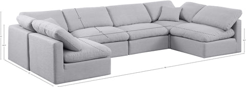 Luxus Grey Linen Textured Fabric Modular Sectional Sec6D