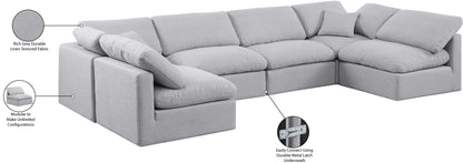 Luxus Grey Linen Textured Fabric Modular Sectional Sec6D