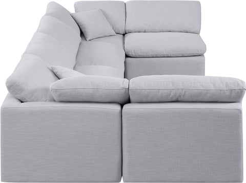 Luxus Grey Linen Textured Fabric Modular Sectional Sec6D