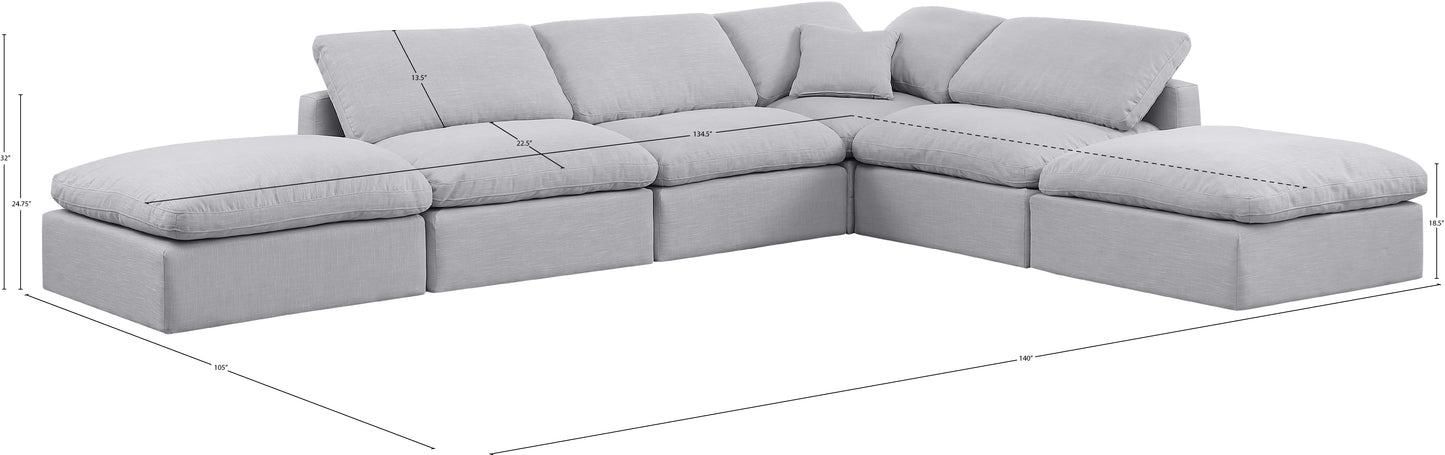 luxus grey linen textured fabric modular sectional sec6e