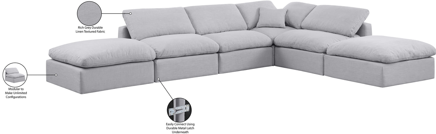 luxus grey linen textured fabric modular sectional sec6e