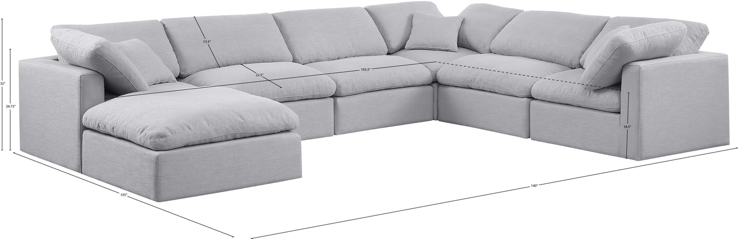 luxus grey linen textured fabric modular sectional sec7a