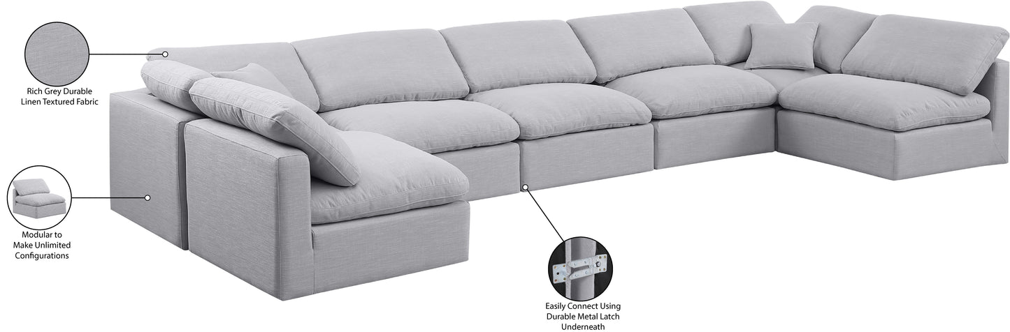 luxus grey linen textured fabric modular sectional sec7b