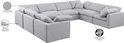 Luxus Grey Linen Textured Fabric Modular Sectional Sec8A