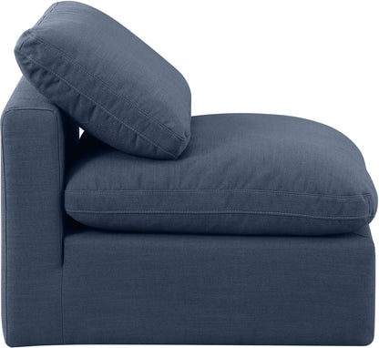 Luxus Navy Linen Textured Fabric Armless Chair Armless