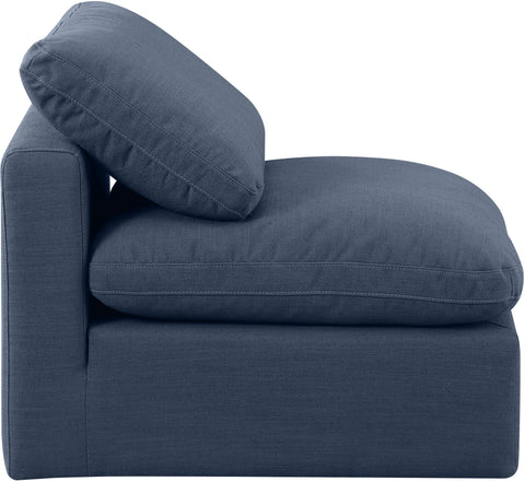 Luxus Navy Linen Textured Fabric Armless Chair Armless