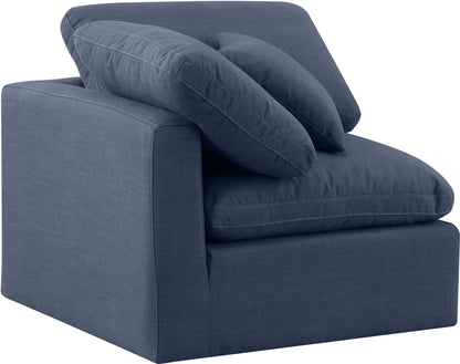 Luxus Navy Linen Textured Fabric Corner Chair Corner