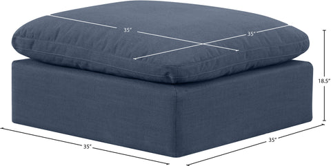 Luxus Navy Linen Textured Fabric Ottoman Ott