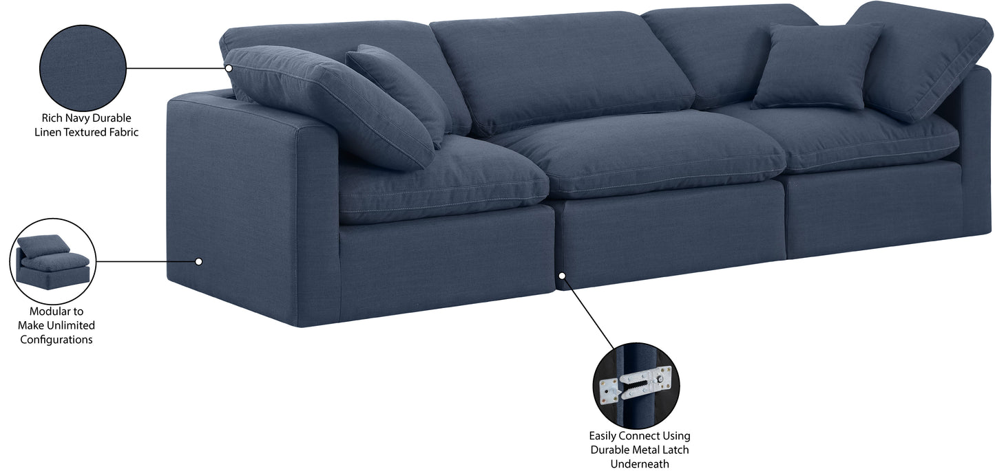 luxus navy linen textured fabric modular sofa s105