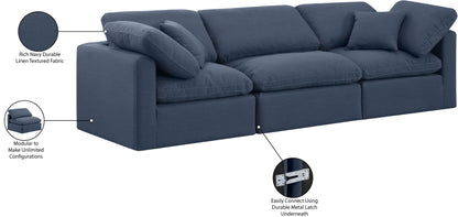 Luxus Navy Linen Textured Fabric Modular Sofa S105