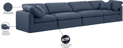 Luxus Navy Linen Textured Fabric Modular Sofa S140