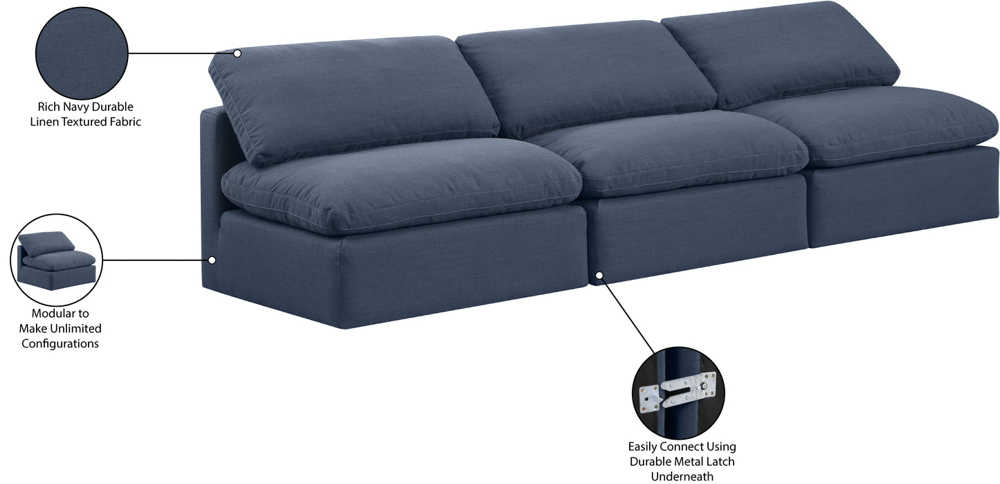 luxus navy linen textured fabric modular sofa s3