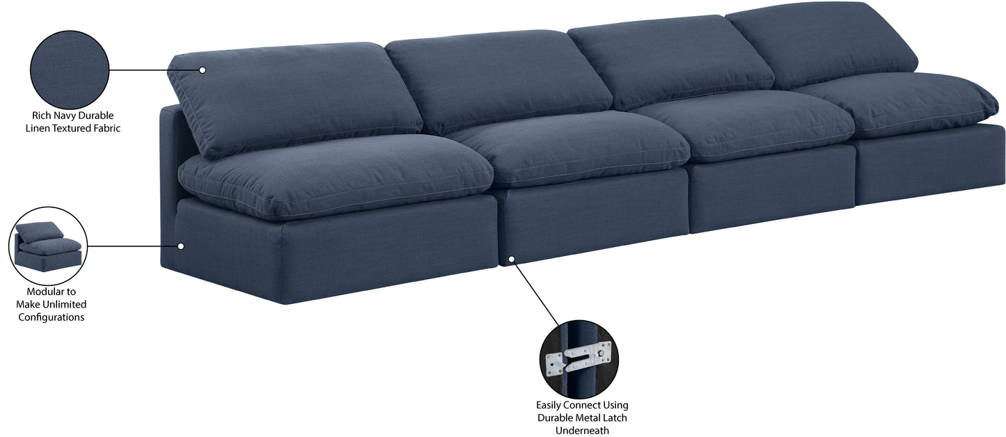 luxus navy linen textured fabric modular sofa s4