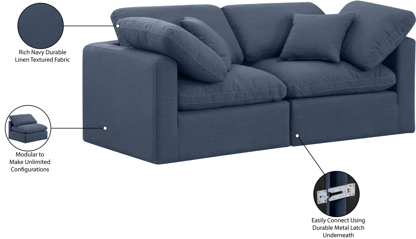 luxus navy linen textured fabric modular sofa s70