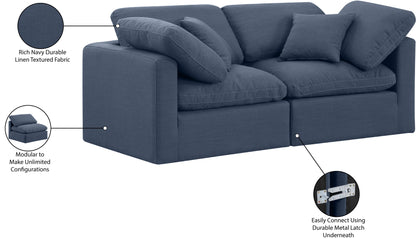 Luxus Navy Linen Textured Fabric Modular Sofa S70