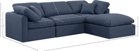 Luxus Navy Linen Textured Fabric Modular Sectional Sec4A