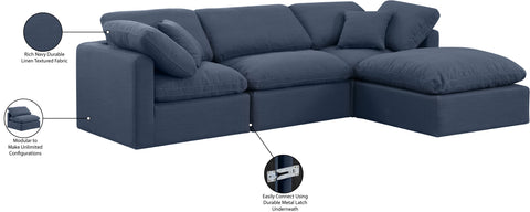 Luxus Navy Linen Textured Fabric Modular Sectional Sec4A