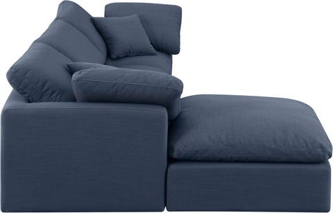 Luxus Navy Linen Textured Fabric Modular Sectional Sec4A