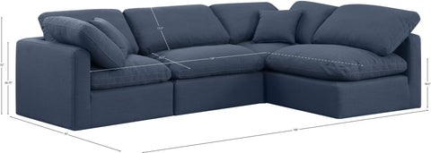 Luxus Navy Linen Textured Fabric Modular Sectional Sec4B