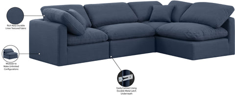 Luxus Navy Linen Textured Fabric Modular Sectional Sec4B