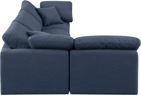 Luxus Navy Linen Textured Fabric Modular Sectional Sec4B