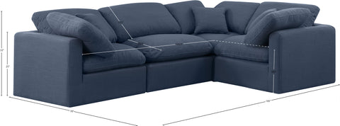 Luxus Navy Linen Textured Fabric Modular Sectional Sec4C