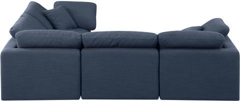 Luxus Navy Linen Textured Fabric Modular Sectional Sec4C
