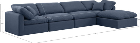Luxus Navy Linen Textured Fabric Modular Sectional Sec5A