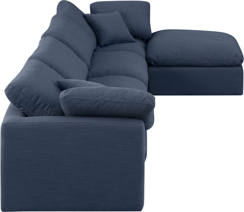 Luxus Navy Linen Textured Fabric Modular Sectional Sec5A