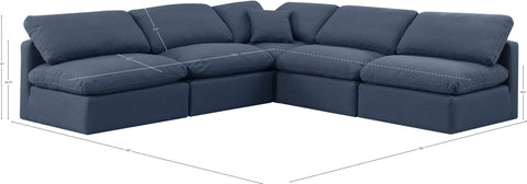 Luxus Navy Linen Textured Fabric Modular Sectional Sec5B